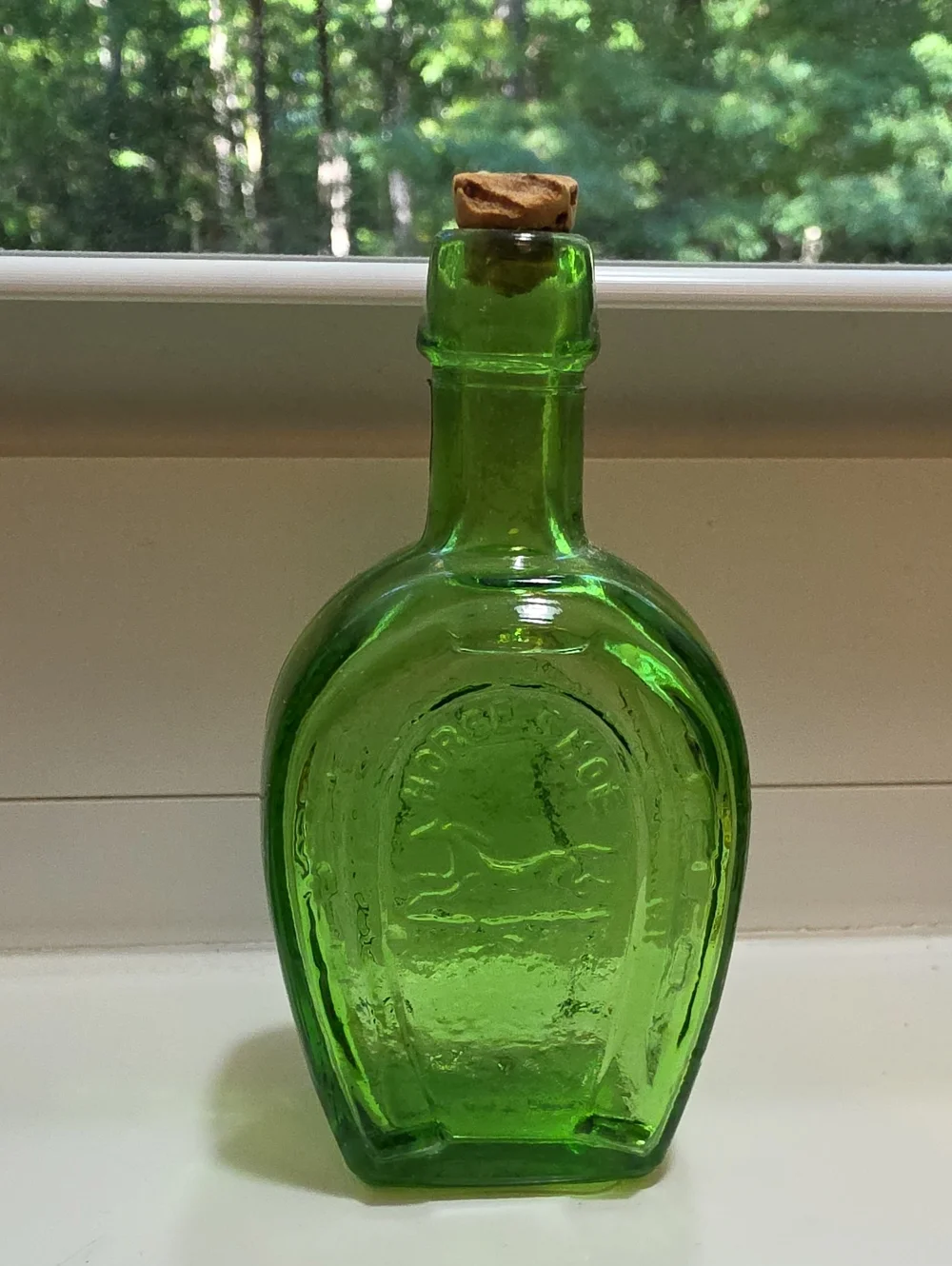 Vintage Green and Amber Miniature Decorative Glass Bottles - Home Accents